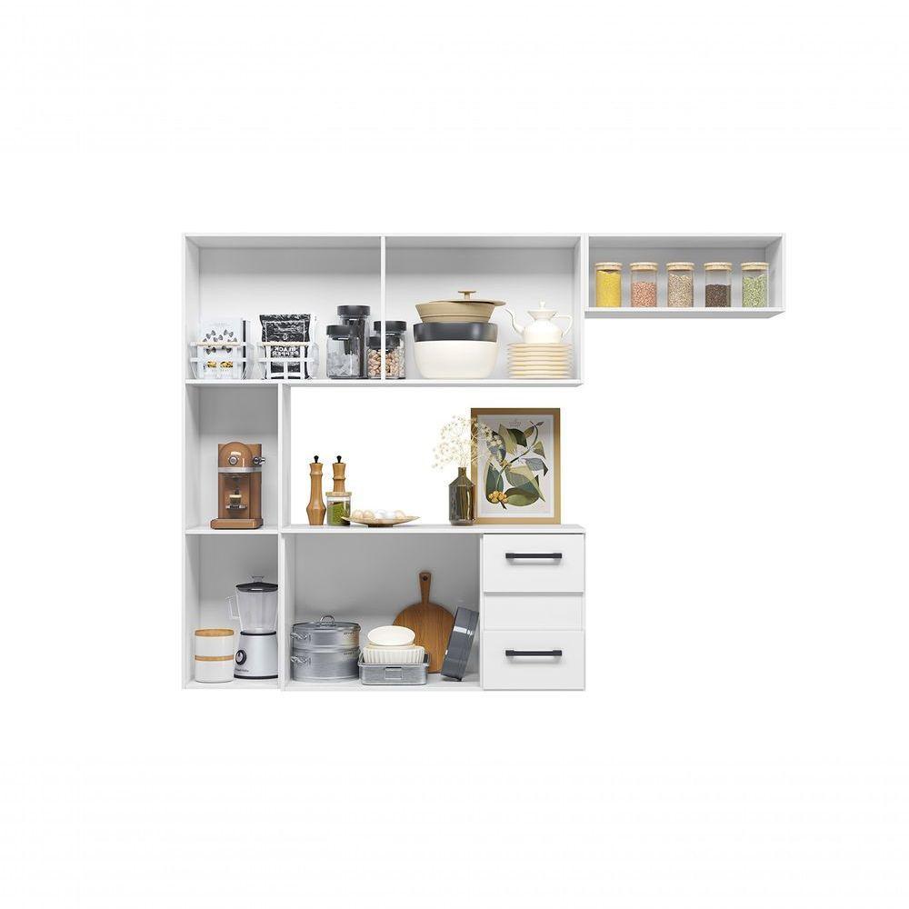 Kit Cozinha Juliete Suspensa - 7 Portas 2 Gavetas - Branco - Nicioli - 4