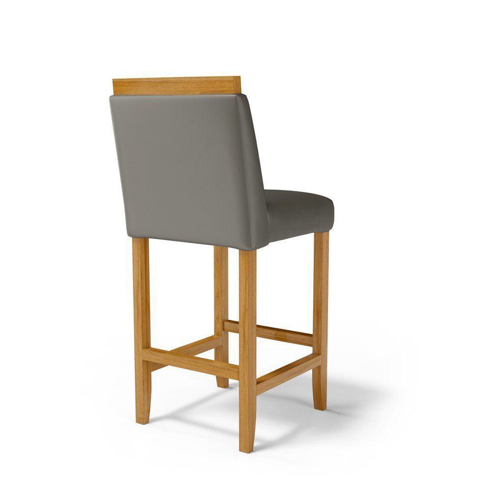 Kit Com 6 Banquetas Eloá Madeira Maciça Assento Estofado Para Bancada Veludo Chumbo 109 - 5