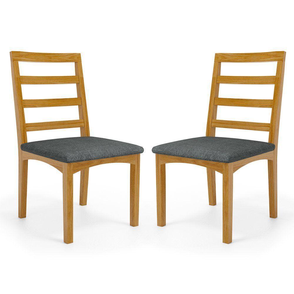 Kit Com 2 Cadeira Cecília Encosto E Pés De Madeira Maciça Assento Estofada Para Mesa De Jantar Linho Chumbo 406 - 1