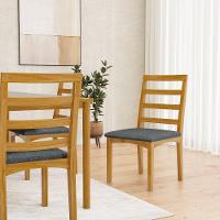 Kit Com 2 Cadeira Cecília Encosto E Pés De Madeira Maciça Assento Estofada Para Mesa De Jantar Linho Chumbo 406 - 3