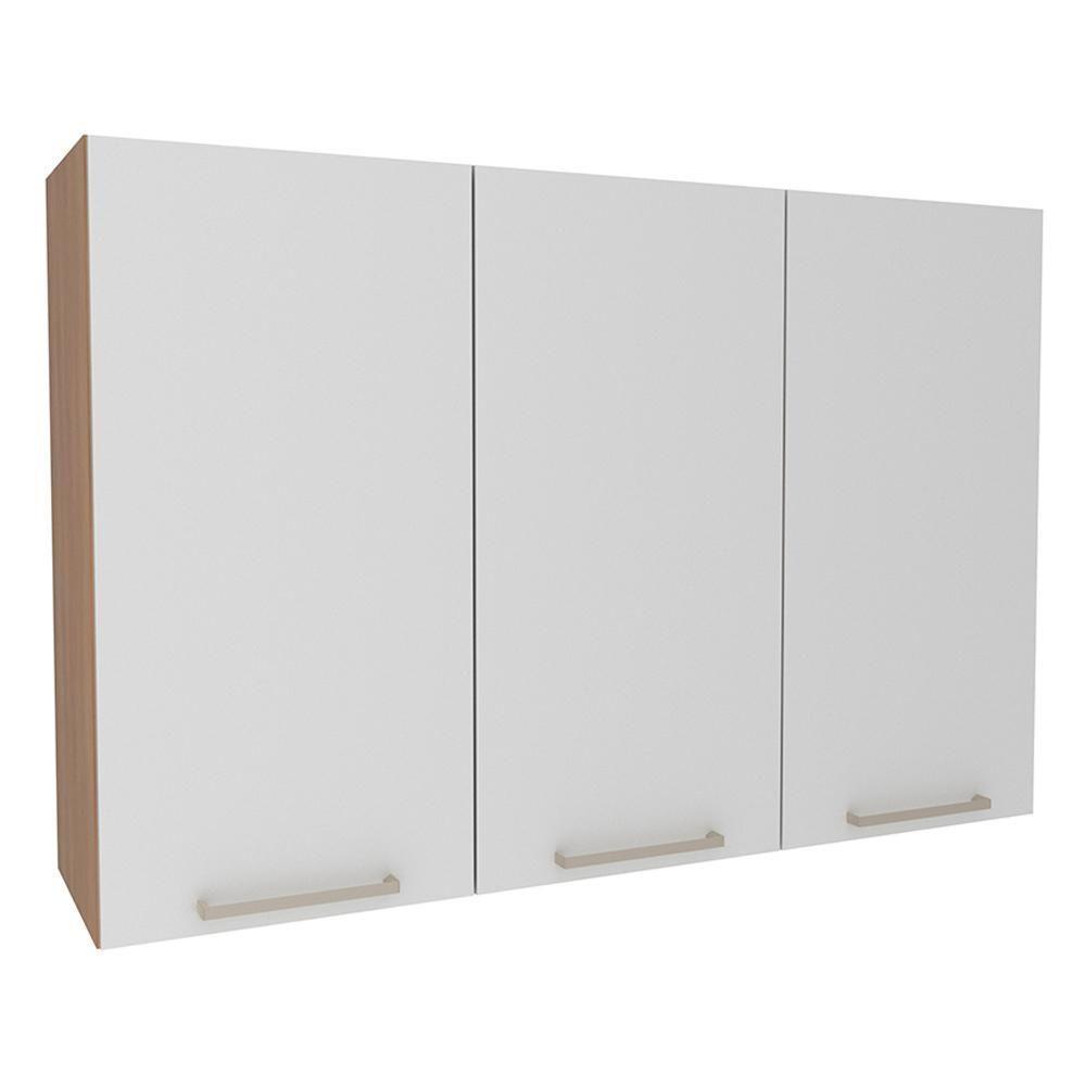 Armario Aereo 3 Portas 120 Cm Mdp Cz3109 Freijo Branco Tecno Mobili Freijo Branco - 1