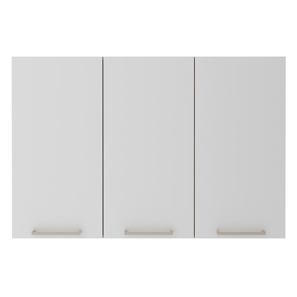Armario Aereo 3 Portas 120 Cm Mdp Cz3109 Freijo Branco Tecno Mobili Freijo Branco - 5