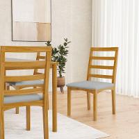 Kit Com 2 Cadeira Cecília Encosto E Pés De Madeira Maciça Assento Estofada Para Mesa De Jantar Linho Cinza 407 - 6