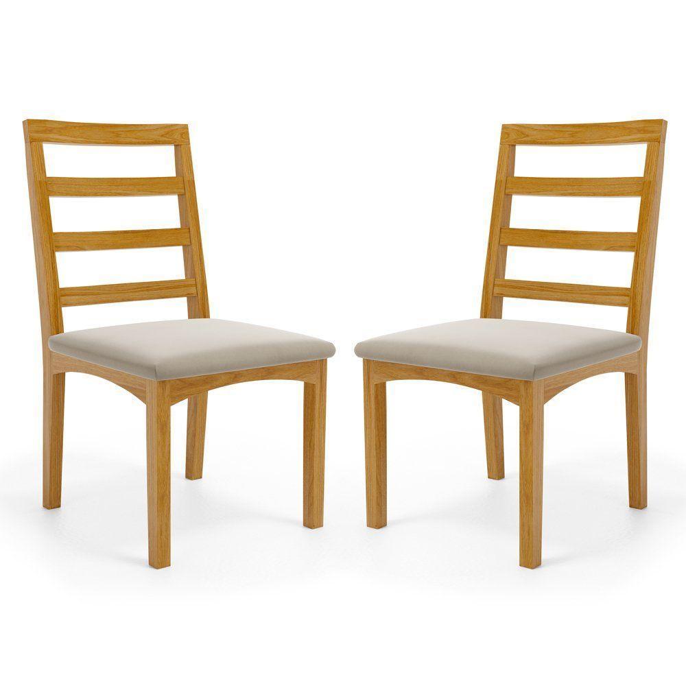 Kit Com 2 Cadeira Cecília Encosto E Pés De Madeira Maciça Assento Estofada Para Mesa De Jantar Veludo Bege 102 - 1