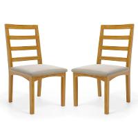 Kit Com 2 Cadeira Cecília Encosto E Pés De Madeira Maciça Assento Estofada Para Mesa De Jantar Veludo Bege 102 - 1