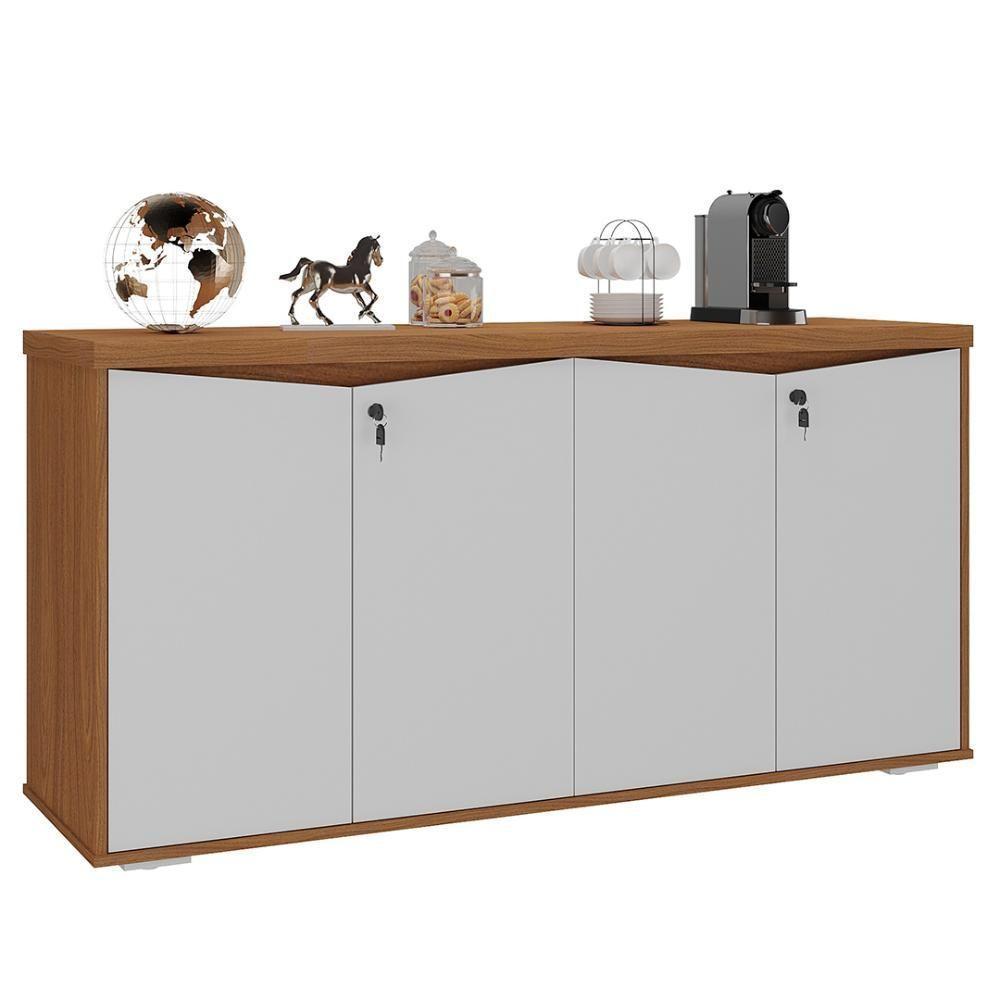 Balcão Para Escritório Com Chave 148cm Corp A06 Freijó-branco - Mpozenato - 1