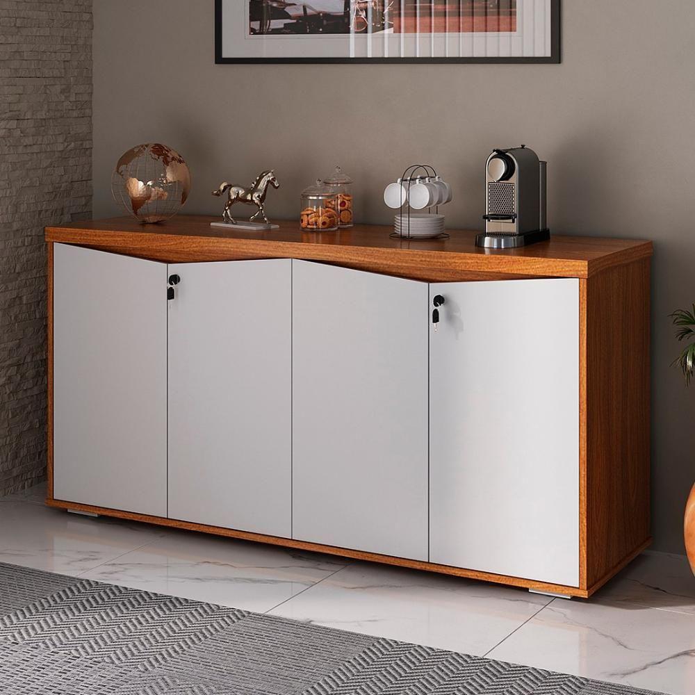 Balcão Para Escritório Com Chave 148cm Corp A06 Freijó-branco - Mpozenato - 2