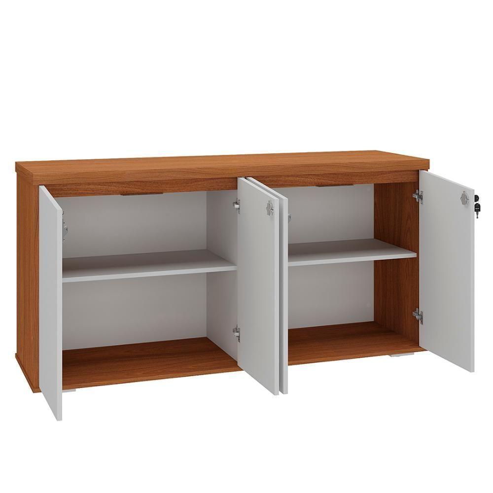 Balcão Para Escritório Com Chave 148cm Corp A06 Freijó-branco - Mpozenato - 5