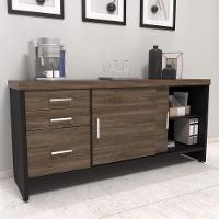 Balcão Para Escritório 160cm Tamburato A06 Marrom-preto - Mpozenato - 2