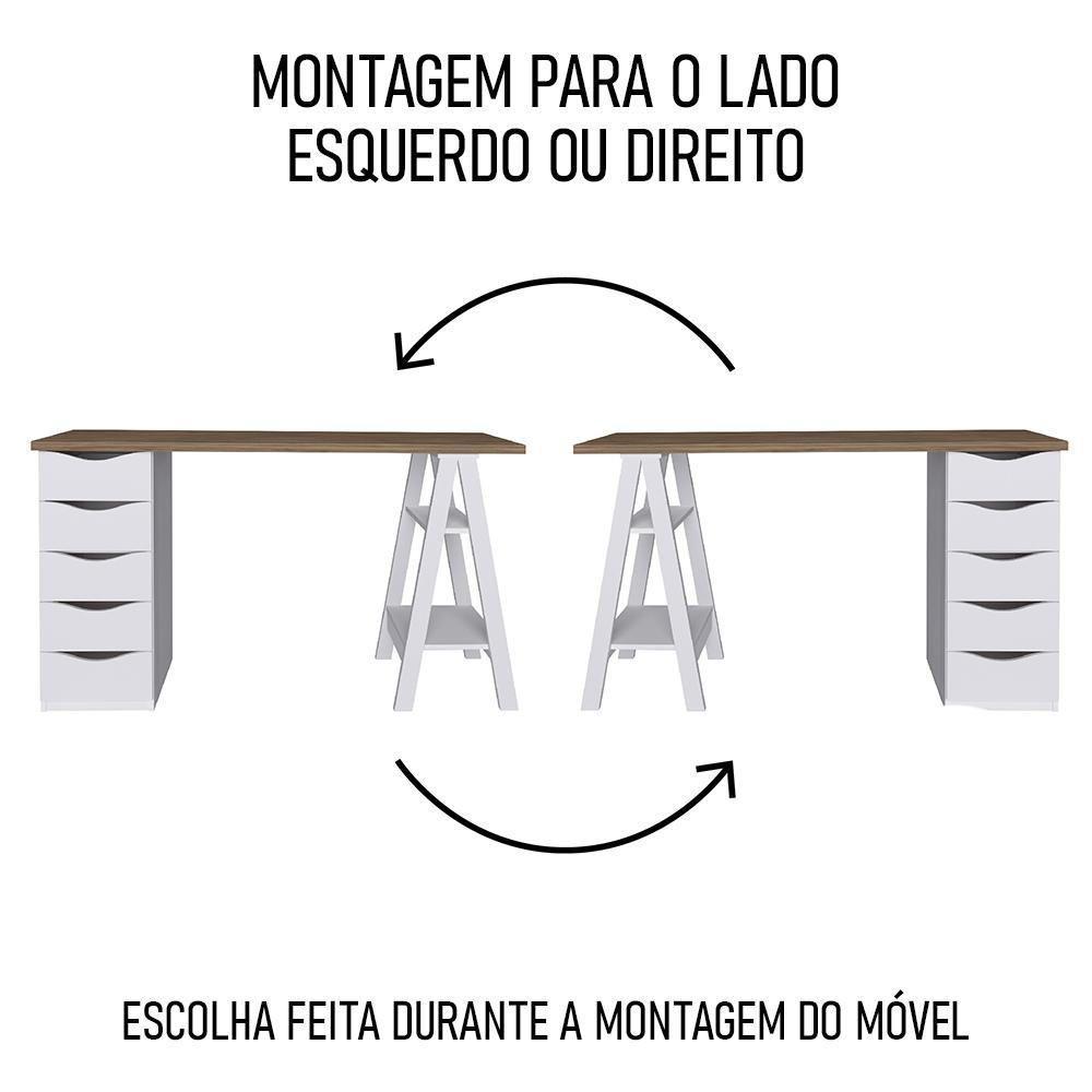 Conjunto Escritório Home Office 3 Peças Maly A06 Nogal-branco - Mpozenato - 10