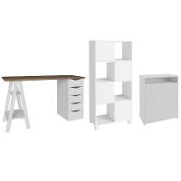 Conjunto Escritório Home Office 3 Peças Maly A06 Nogal-branco - Mpozenato - 1