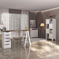 Conjunto Escritório Home Office 3 Peças Maly A06 Nogal-branco - Mpozenato