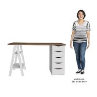 Conjunto Escritório Home Office 3 Peças Maly A06 Nogal-branco - Mpozenato - 9