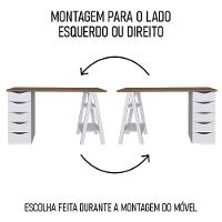 Conjunto Escritório Home Office 3 Peças Maly A06 Nogal-branco - Mpozenato - 10