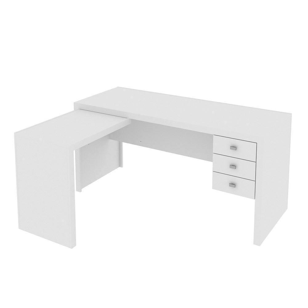 Mesa De Canto Para Escritório 3 Gavetas Me4106 Branco - Tecno Mobili - 5