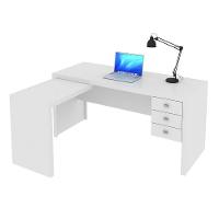 Mesa De Canto Para Escritório 3 Gavetas Me4106 Branco - Tecno Mobili - 1