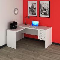 Mesa De Canto Para Escritório 3 Gavetas Me4106 Branco - Tecno Mobili - 2