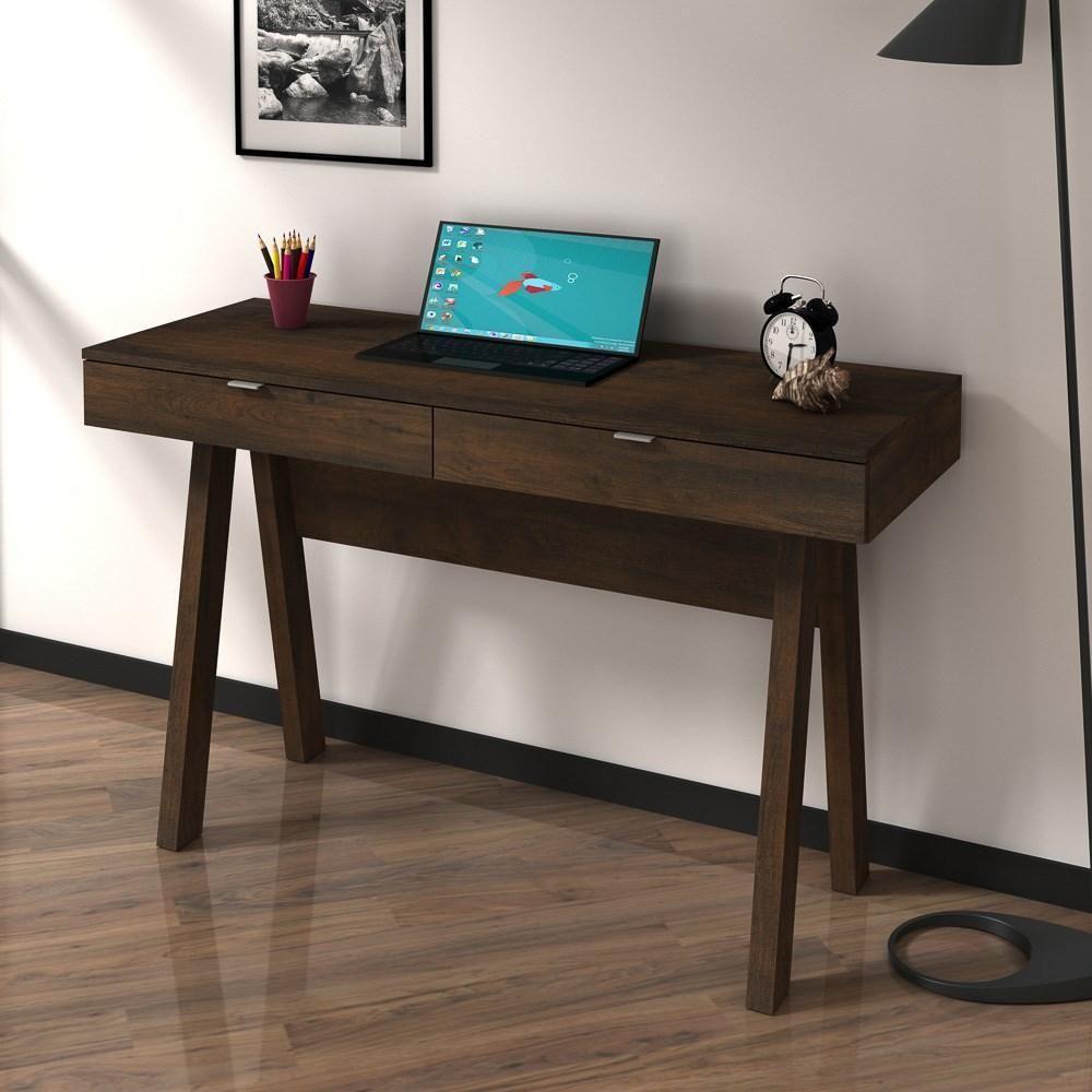 Mesa Para Escritório 2 Gavetas Me4128 Rústico - Tecno Mobili - 3