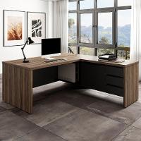 Mesa Para Escritório Em L 180x190cm Tamburato Corp A06 Nogal-preto - Mpozenato - 2