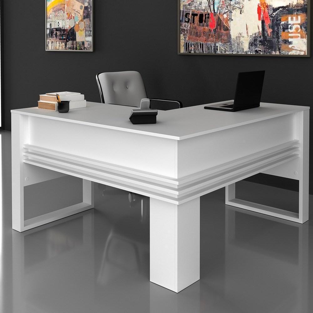 Mesa Para Escritório Em L Me4145 Branco-branco - Tecno Mobili - 2
