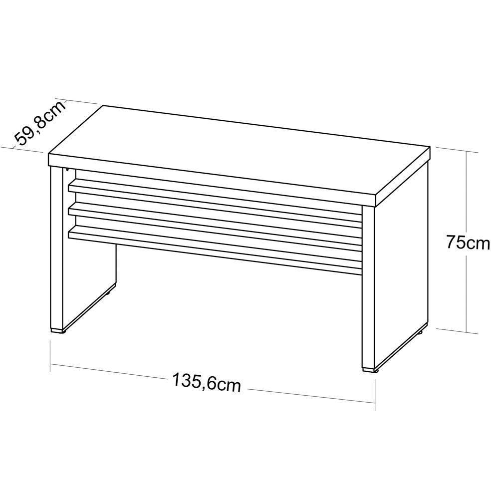 Mesa Para Escritório 135cm Tamburato A06 Marrom-preto - Mpozenato - 4
