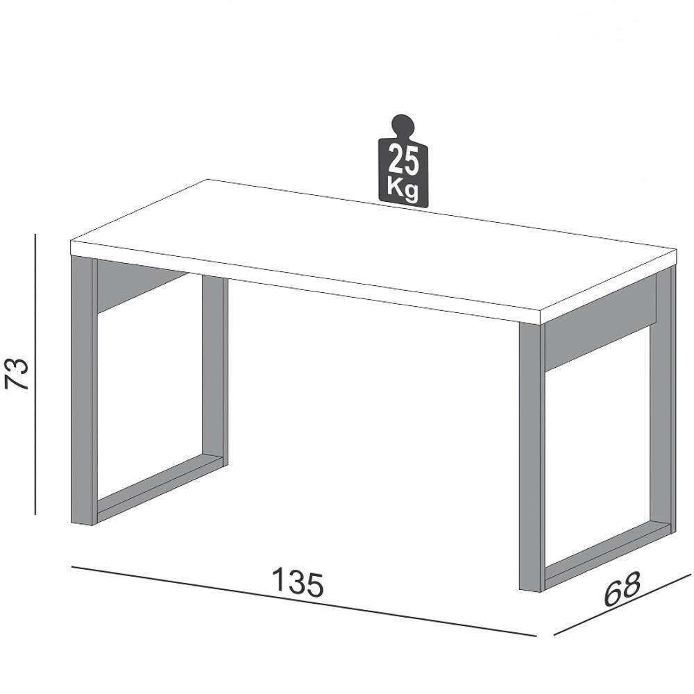 Mesa Escritório Estilo Industrial F20 Freijó-preto Fosco - Pradel - 4