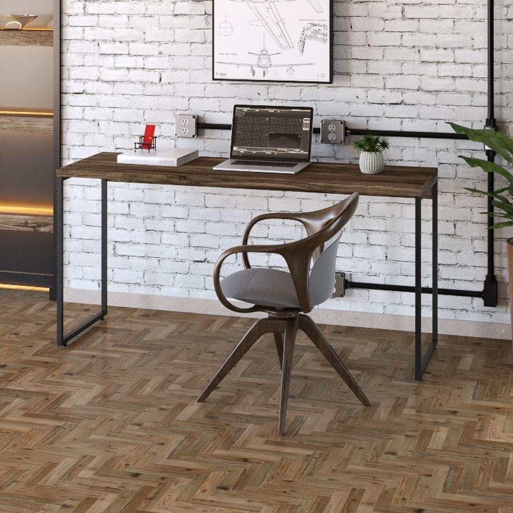 Mesa De Escritório Escrivaninha 150cm Dynamica Industrial C08 Carvalho Dark - Mpozenato - 2