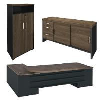 Conjunto Escritório Home Office 3 Peças Corp A06 Charuto-preto - Mpozenato - 1