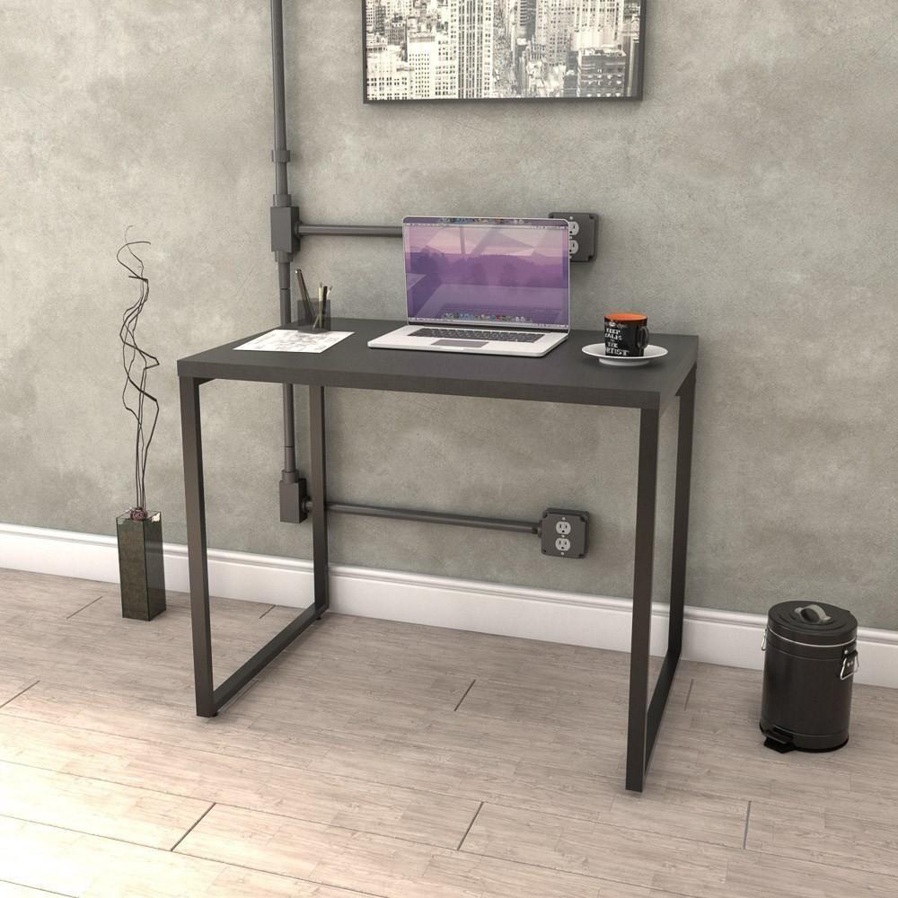 Kit 2 Mesas De Escritório Office 90cm Estilo Industrial Prisma C08 Preto Onix - Mpozenato - 2
