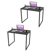 Kit 2 Mesas De Escritório Office 90cm Estilo Industrial Prisma C08 Preto Onix - Mpozenato - 1