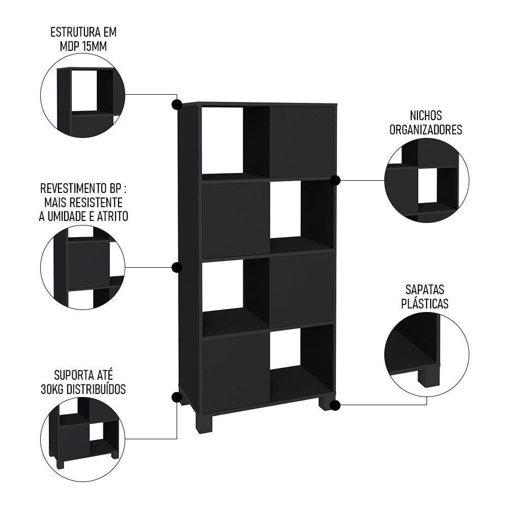 Conjunto Escritório Home Office 4 Peças Side A06 Preto - Mpozenato - 6