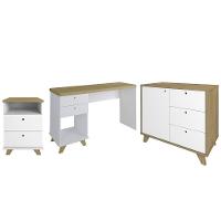 Conjunto Escritório Home Office 3 Peças Elai A06 Olmo-branco - Mpozenato - 1