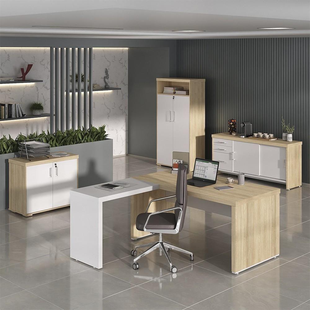 Conjunto Escritório Home Office 5 Peças Corp A06 Carvalho-branco - Mpozenato - 4