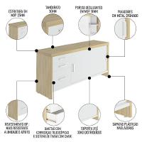 Conjunto Escritório Home Office 5 Peças Corp A06 Carvalho-branco - Mpozenato - 8