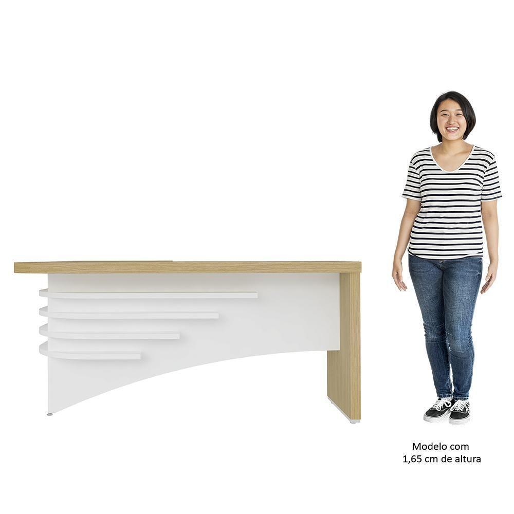 Conjunto Escritório Home Office 3 Peças Mesa Em L Corp A06 Carvalho-branco - Mpozenato - 7
