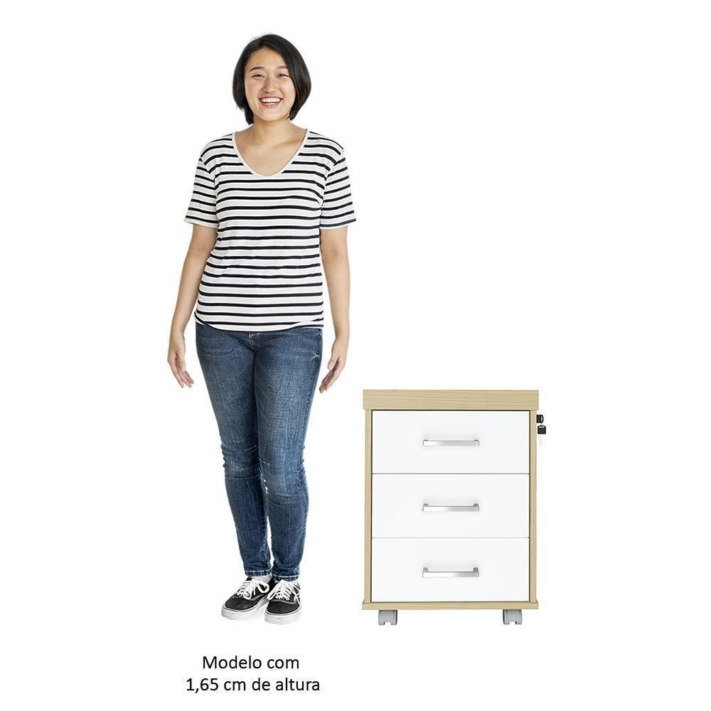 Conjunto Escritório Home Office 3 Peças Mesa Em L Corp A06 Carvalho-branco - Mpozenato - 9