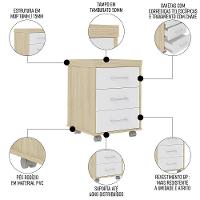 Conjunto Escritório Home Office 3 Peças Mesa Em L Corp A06 Carvalho-branco - Mpozenato - 6