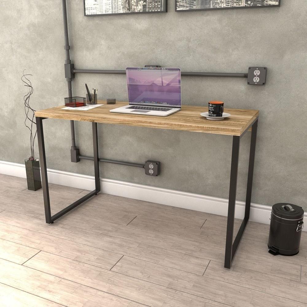 Mesa De Escritório Office 135cm Estilo Industrial Prisma C08 Carvalho - Mpozenato - 2