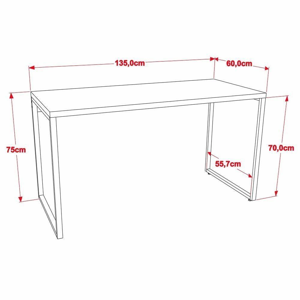 Mesa De Escritório Office 135cm Estilo Industrial Prisma C08 Carvalho - Mpozenato - 5