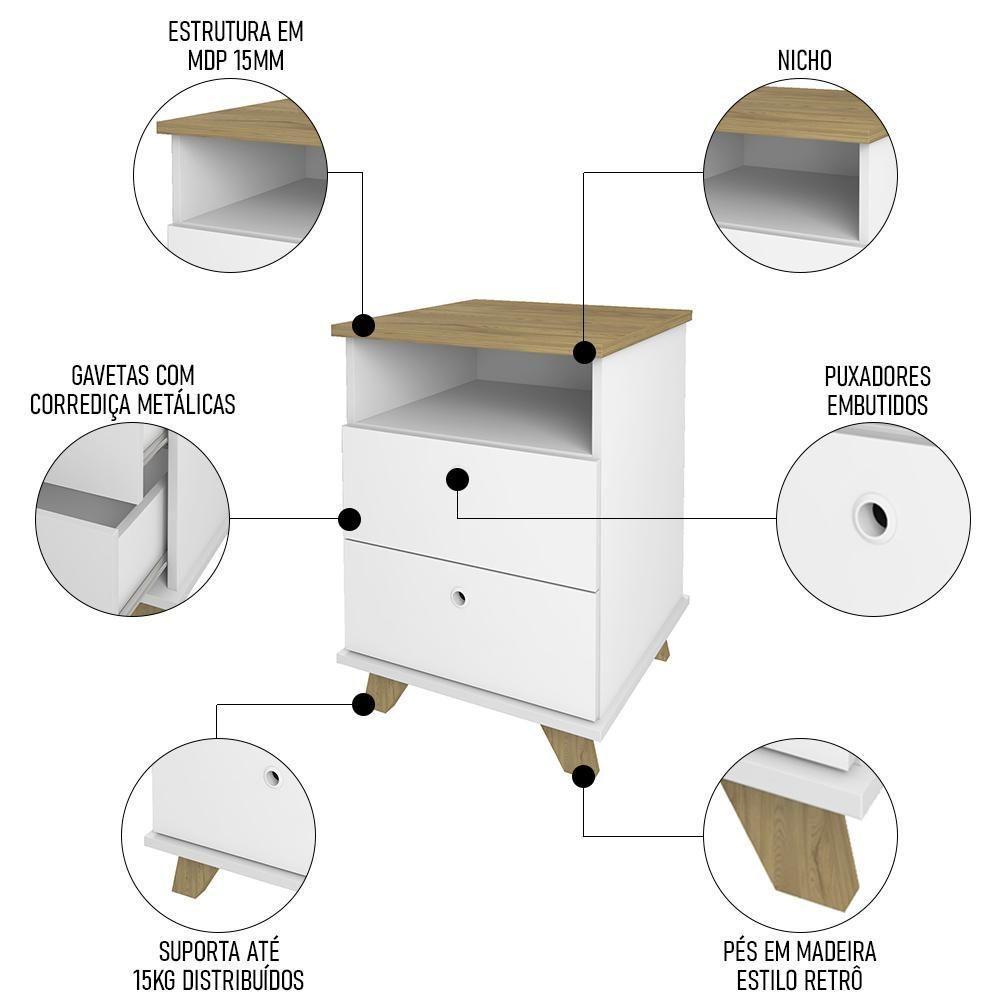 Conjunto Escritório Home Office 3 Peças Golden A06 Olmo-branco - Mpozenato - 6