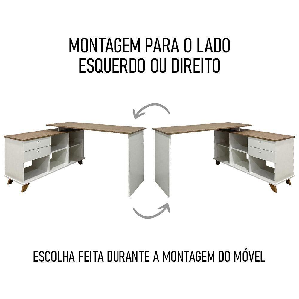 Conjunto Escritório Home Office 3 Peças Golden A06 Olmo-branco - Mpozenato - 7