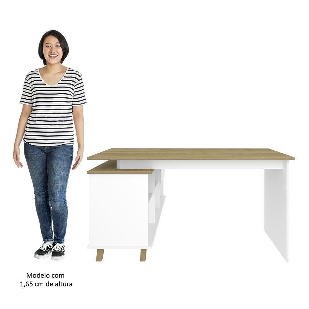 Conjunto Escritório Home Office 3 Peças Golden A06 Olmo-branco - Mpozenato - 8