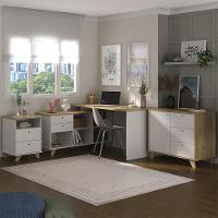 Conjunto Escritório Home Office 3 Peças Golden A06 Olmo-branco - Mpozenato - 2