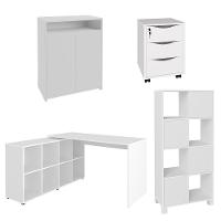 Conjunto Escritório Home Office 4 Peças Side A06 Branco - Mpozenato - 1