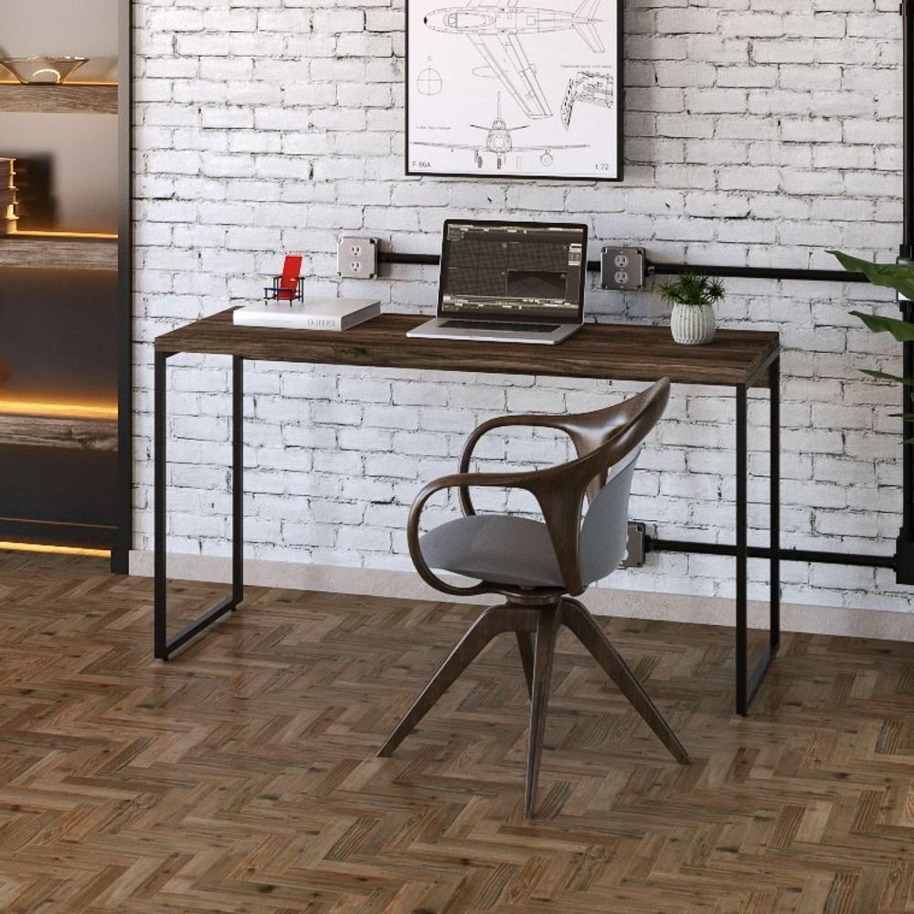 Mesa De Escritório Escrivaninha 135cm Dynamica Industrial C08 Carvalho Dark - Mpozenato - 2