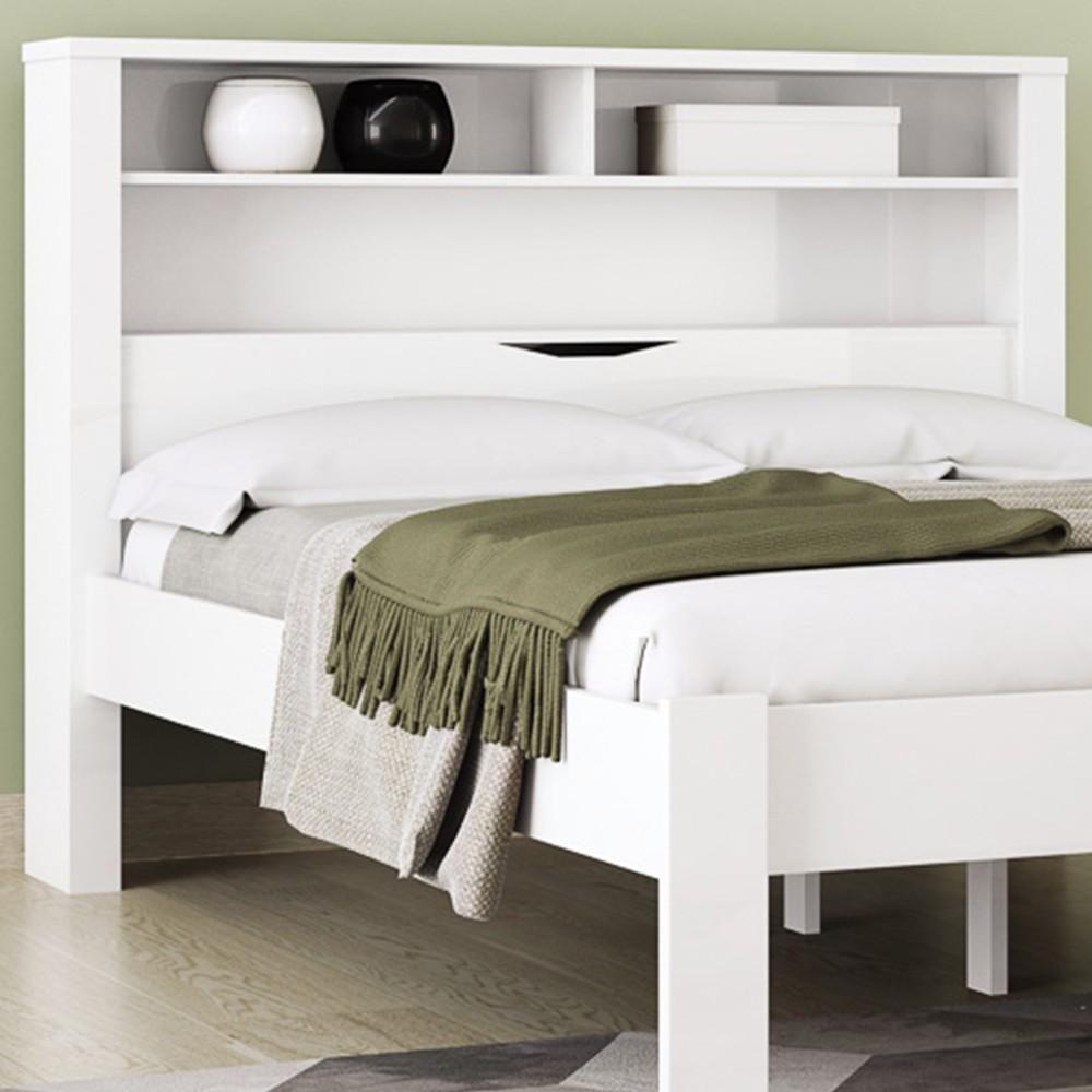 Cama Casal Baú Com Nicho Invicta Branco - Santos Andirá - 3