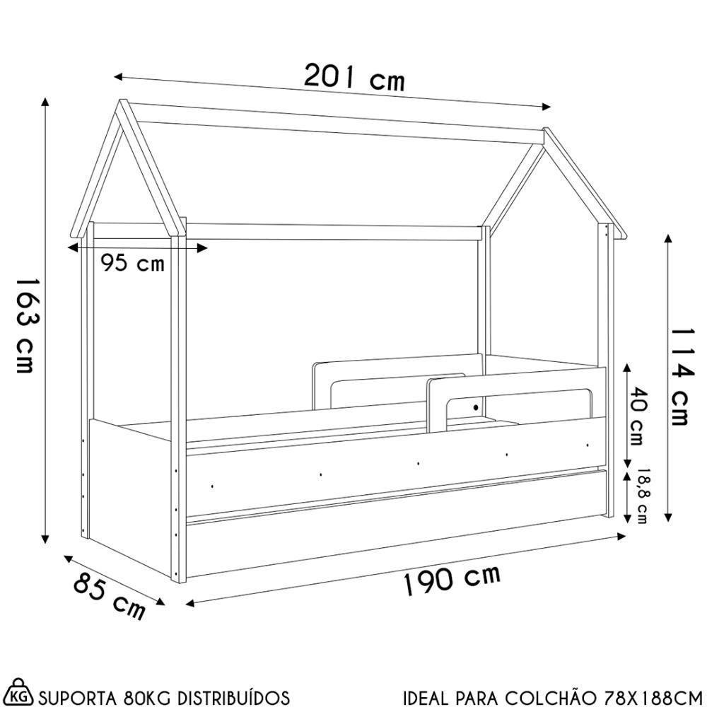 Cama Infantil Casinha Com Auxiliar Infix C06 Aveiro-azul - Mpozenato - 4