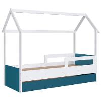 Cama Infantil Casinha Com Auxiliar Infix C06 Branco-azul - Mpozenato - 1