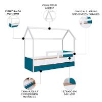 Cama Infantil Casinha Com Auxiliar Infix C06 Branco-azul - Mpozenato - 2
