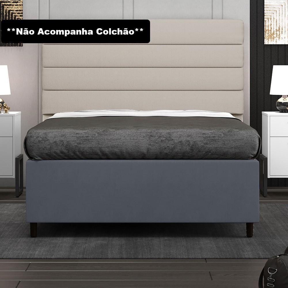 Base Para Cama Box Casal 138x188cm Hit I02 Suede Cinza - Mpozenato - 2